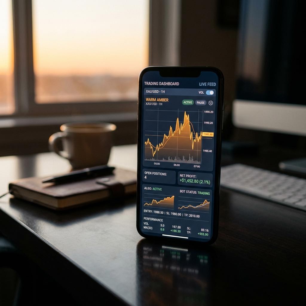 Mehrungat Handelsplattform auf einem Smartphone Dashboard